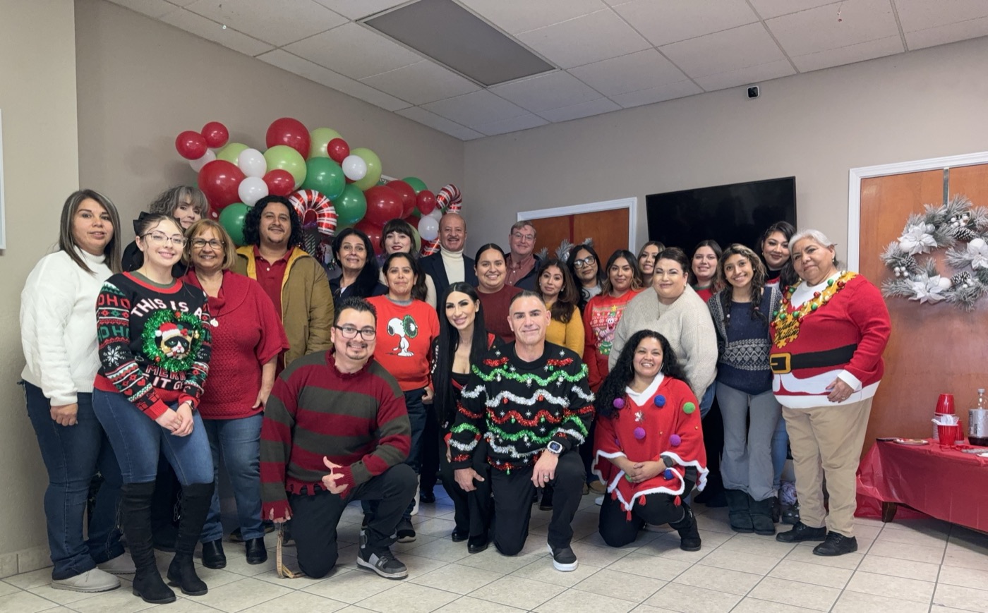 FMHC staff gathered for a holiday event